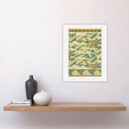 "Artery8 Eagles Doves Seashell Patterns Vintage Wall Art Print Verneuil in Green - Size: W24"" x H32""" - thumbnail 4