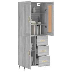 Berkfield Home Highboard Grey Sonoma 69.5x34x180 cm Engineered Wood - thumbnail 3