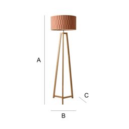 ValueLights Lottie Tripod Wooden Floor Lamp with Orange Checker Bamboo Lamp Shade - thumbnail 7