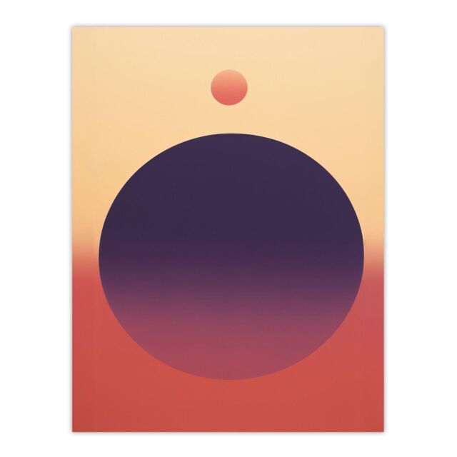 "Wee Blue Coo Wall Art Print Aubergine Aura Oil Painting Purple Pink Yellow Minimalist Planet Alignment Poster - Size: W18"" x H24""" - image 1