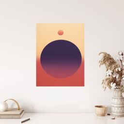 "Wee Blue Coo Wall Art Print Aubergine Aura Oil Painting Purple Pink Yellow Minimalist Planet Alignment Poster - Size: W18"" x H24""" - thumbnail 4