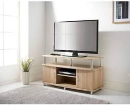 SPOT ON DEALZ TV Unit with 2 Doors Media Cabinet Storage Shelves Entertainment Stand in Light Oak - thumbnail 5