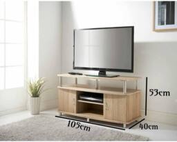SPOT ON DEALZ TV Unit with 2 Doors Media Cabinet Storage Shelves Entertainment Stand in Light Oak - thumbnail 6