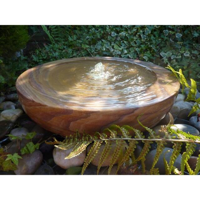 Buttercup Farm Rainbow Sandstone Babbling Bowl Water Feature with Pump, Light in Brown - image 1