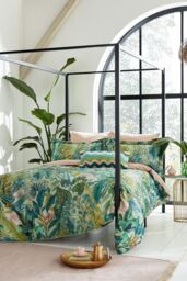 Harlequin 'Floreana Fig Leaf' Cotton Duvet Cover Set in Green - Size: Double