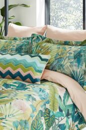 Harlequin 'Floreana Fig Leaf' Cotton Duvet Cover Set in Green - Size: Double - thumbnail 2