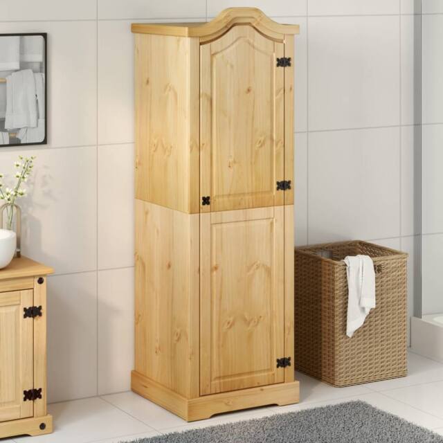 Berkfield Home Wardrobe Corona 55x52x170 cm Solid Wood Pine in Light Brown - Size: 55 x 52 x 170 cm - image 1