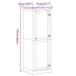 Berkfield Home Wardrobe Corona 55x52x170 cm Solid Wood Pine in Light Brown - Size: 55 x 52 x 170 cm - thumbnail 9