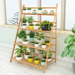 KORVIXA Ladder Shelf Bamboo Storage in Natural