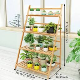 KORVIXA Ladder Shelf Bamboo Storage in Natural - thumbnail 2