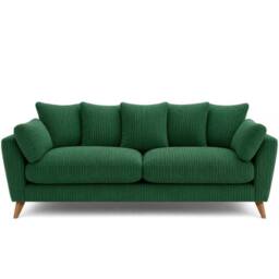 SOFASELECTION UK Harlow Jumbo Cord 3 Seater Sofa, Modern Tailored Design in Green - Size: 3 Pack