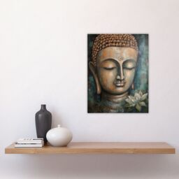 Artery8 Spiritual Meditation Buddha Face Lotus Flower Acrylic Painting Relaxation Spa Treatment Room Art Unframed Wall Art Print Poster Home Decor - thumbnail 4