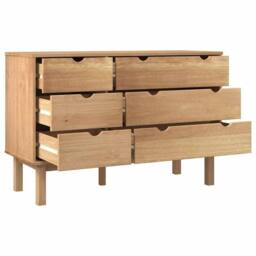 Berkfield Home Drawer Cabinet OTTA 111x43x73.5cm Solid Wood Pine in Light Brown - Size: 111x43x73.5 cm - thumbnail 5