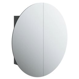 Berkfield Home Bathroom Cabinet with Round Mirror&LED Black 54x54x17.5 cm - thumbnail 2
