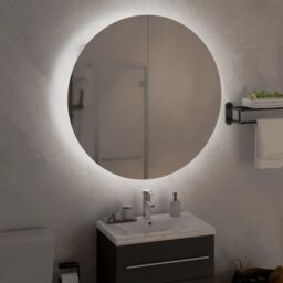 Berkfield Home Bathroom Cabinet with Round Mirror&LED Black 54x54x17.5 cm - thumbnail 3