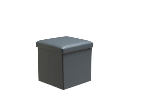 Snug City Faux Leather Storage Ottoman Storage Box With Lid Foldable - 38x38x38cm Square in Grey - Size: Small - image 1