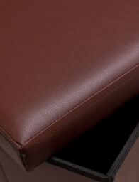 Snug City Faux Leather Storage Ottoman Storage Box With Lid Foldable - 38x38x38cm Square in Grey - Size: Small - thumbnail 2