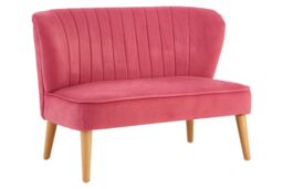 Orsina Velvet Upholstered 2 Seat Kids Sofa, Sturdy 2 Seater Sofa For Kids Bedroom, Versatile Small Two Seater Sofa in Pink - thumbnail 4