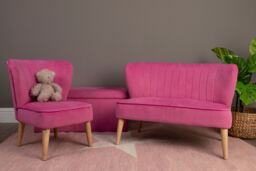 Orsina Velvet Upholstered 2 Seat Kids Sofa, Sturdy 2 Seater Sofa For Kids Bedroom, Versatile Small Two Seater Sofa in Pink - thumbnail 5
