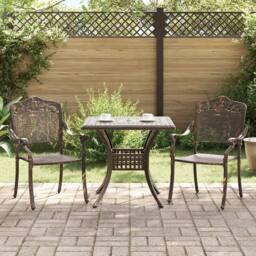 Berkfield Home 3-Piece Garden Bistro Set - Bronze Cast Aluminum - thumbnail 1