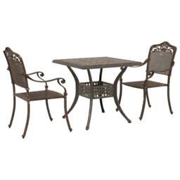 Berkfield Home 3-Piece Garden Bistro Set - Bronze Cast Aluminum - thumbnail 2