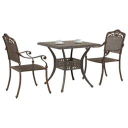 Berkfield Home 3-Piece Garden Bistro Set - Bronze Cast Aluminum - thumbnail 3