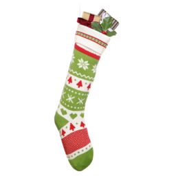Dibor Set of 2 Traditional Green Fair Isle Xmas Decoration Christmas Gift Bag - Size: 2 Pack - thumbnail 1