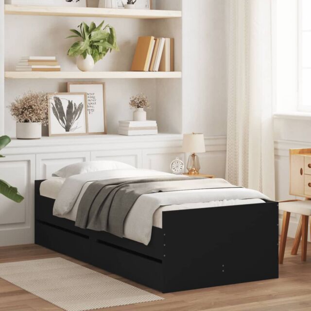 Berkfield Home Bed Frame without Mattress Black 75x190 cm Small Single Small Single - image 1