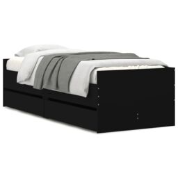 Berkfield Home Bed Frame without Mattress Black 75x190 cm Small Single Small Single - thumbnail 2