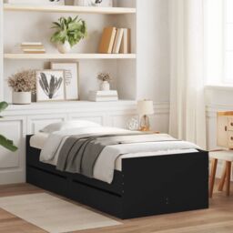 Berkfield Home Bed Frame without Mattress Black 75x190 cm Small Single Small Single - thumbnail 1