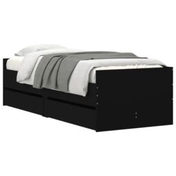 Berkfield Home Bed Frame without Mattress Black 75x190 cm Small Single Small Single - thumbnail 4