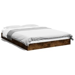 Berkfield Home Bed Frame without Mattress Smoked Oak 140x200 cm Engineered Wood in Brown - thumbnail 2