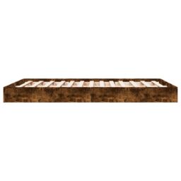 Berkfield Home Bed Frame without Mattress Smoked Oak 140x200 cm Engineered Wood in Brown - thumbnail 5
