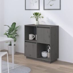 Berkfield Home Sideboard Grey 74x35x80 cm Solid Wood Pine - Size: 74 x 35 x 80 cm