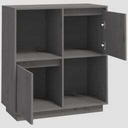 Berkfield Home Sideboard Grey 74x35x80 cm Solid Wood Pine - Size: 74 x 35 x 80 cm - thumbnail 5