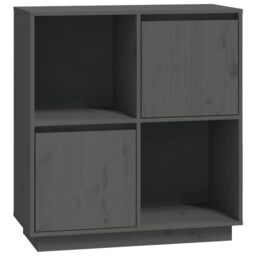Berkfield Home Sideboard Grey 74x35x80 cm Solid Wood Pine - Size: 74 x 35 x 80 cm - thumbnail 2