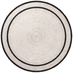 THE RUGS Braided Handwoven Lina Jute Round Rug Reversible Cream Black - Size: 150 cm diameter - thumbnail 1