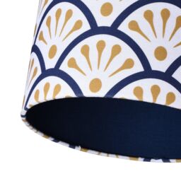 Happy Homewares Unique Moroccan Floral Designer 25cm Navy Midnight Blue & Ochre Drum Lampshade - Size: 10 inches - thumbnail 5