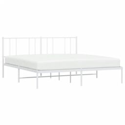 Berkfield Home Metal Bed Frame with Headboard White 180x200 cm Super King - thumbnail 3