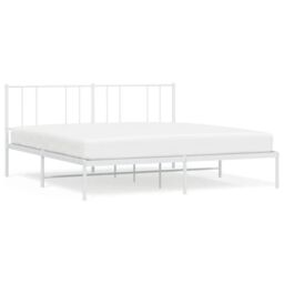 Berkfield Home Metal Bed Frame with Headboard White 180x200 cm Super King - thumbnail 2