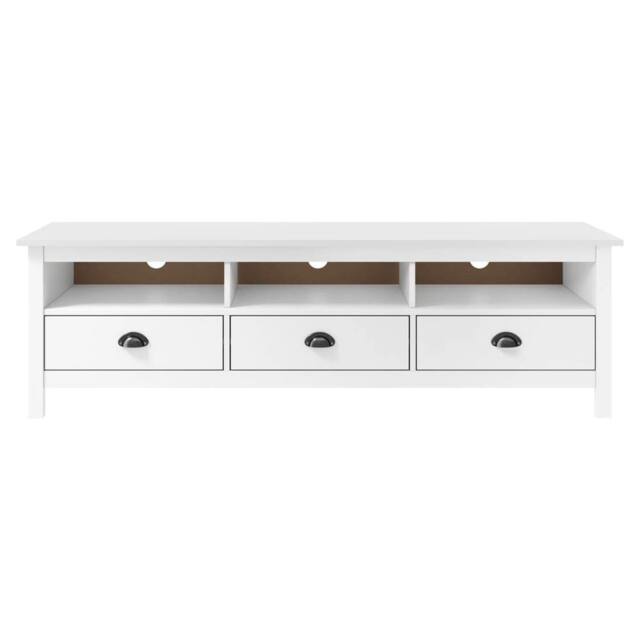Berkfield Home TV Cabinet Hill White 158x40x47 cm Solid Pine Wood - Size: 158 x 40 x 47 cm - image 1