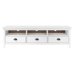 Berkfield Home TV Cabinet Hill White 158x40x47 cm Solid Pine Wood - Size: 158 x 40 x 47 cm - thumbnail 1