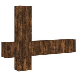 Berkfield Home Versatile 5 Piece TV Wall Units Smoked Oak Engineered Wood in Brown - thumbnail 3