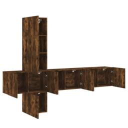 Berkfield Home Versatile 5 Piece TV Wall Units Smoked Oak Engineered Wood in Brown - thumbnail 4