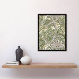 Artery8 William Morris Framed Wall Art Print Windrush Floral Filigree Pattern in Green - Size: A4 - thumbnail 2