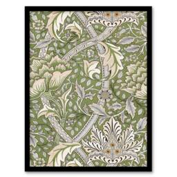 Artery8 William Morris Framed Wall Art Print Windrush Floral Filigree Pattern in Green - Size: A4 - thumbnail 1