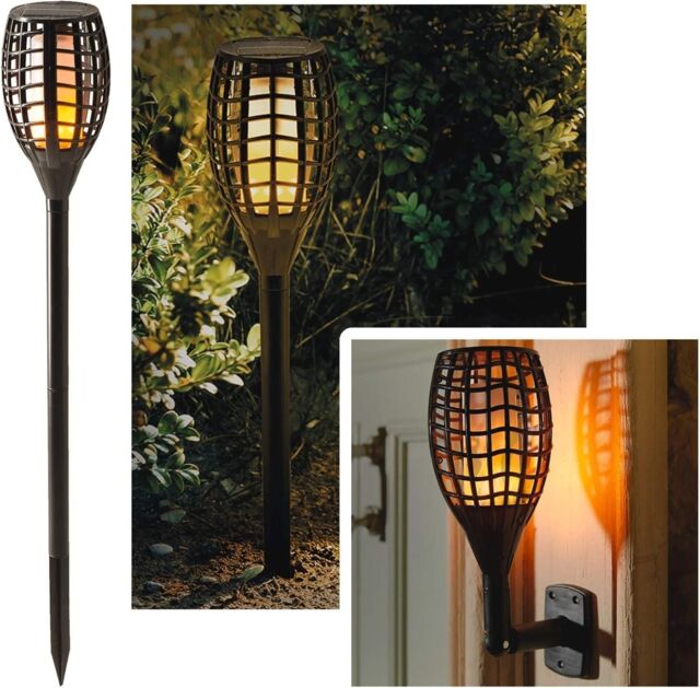 mysmartbuy Solar Powered Flame Effect Garden Torch - Weatherproof Garden LED Wall Mounted or Freestanding Light with Stake & Wall Bracket in Black - image 1