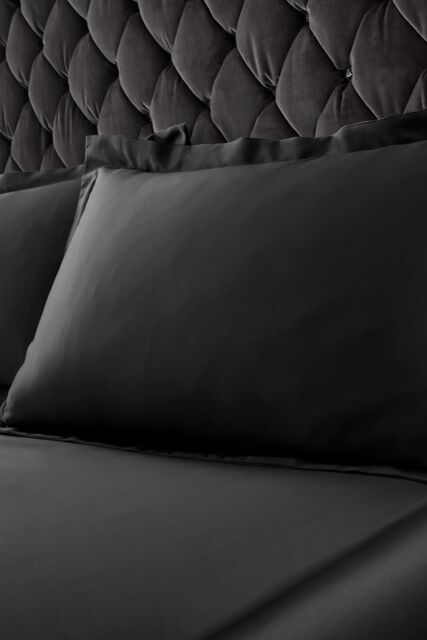 Catherine Lansfield 'Silky Soft Satin' Oxford Pillowcases Pair in Black - image 1