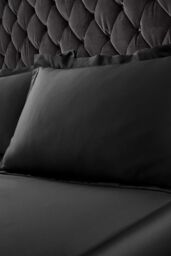 Catherine Lansfield 'Silky Soft Satin' Oxford Pillowcases Pair in Black - thumbnail 1