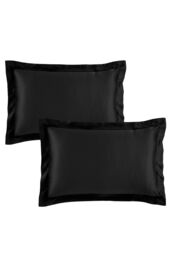 Catherine Lansfield 'Silky Soft Satin' Oxford Pillowcases Pair in Black - thumbnail 2